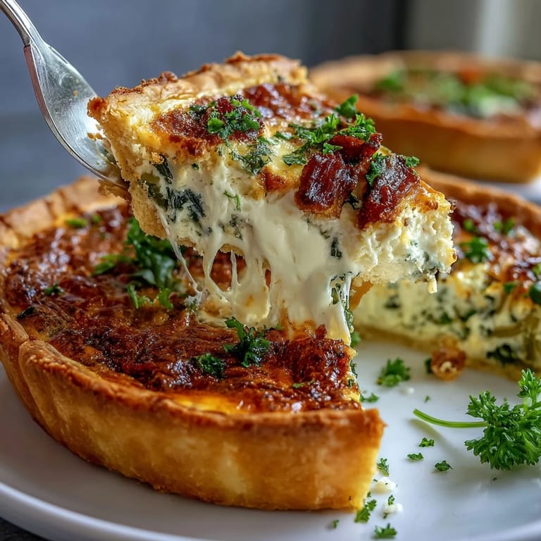 Fluffy quiche filled with tender leeks, rich Gruyere, and fresh herbs, ideal for a spring brunch or lunch gathering.