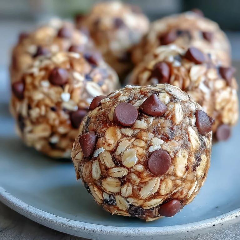 Bite-sized oat and peanut butter energy balls studded with mini chocolate chips for game day fuel.  