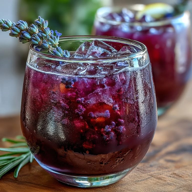 Refreshing lavender lemonade refresher in a pitcher, featuring a stunning purple hue from butterfly pea tea and grape juice, served over ice.