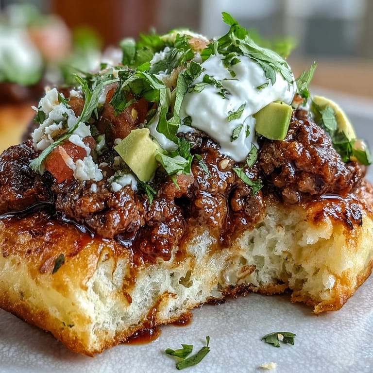 Delicate cloud bread forms the base for hearty taco meat and bright pico de gallo, offering a gluten-free twist on classic tacos.