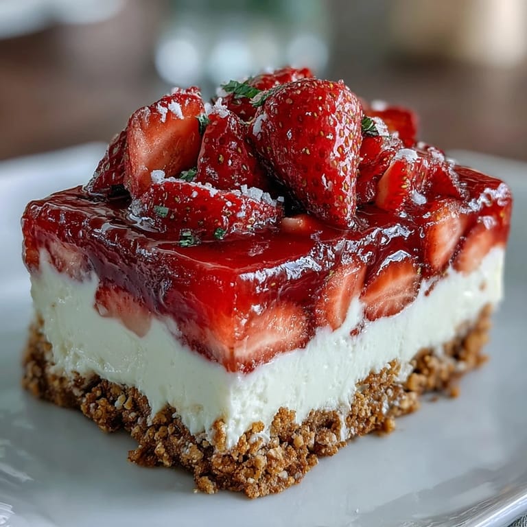 Festive Strawberry Pretzel Salad Dessert featuring layers of cream cheese, strawberries, and crunchy pretzel crust for summer gatherings.