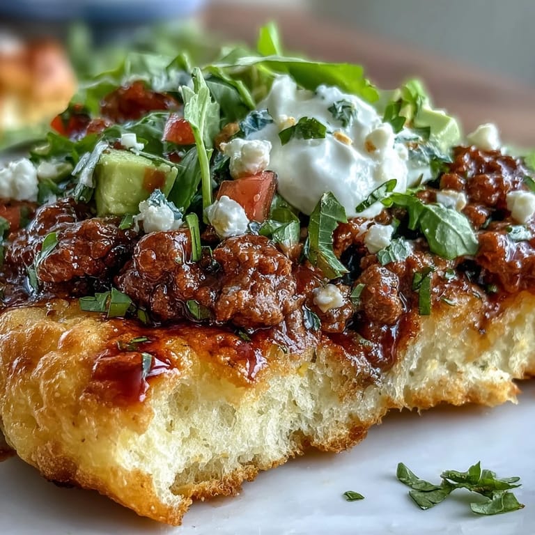 Low-carb cloud bread shells cradle seasoned taco meat and vibrant pico de gallo, creating a light yet satisfying taco experience.  