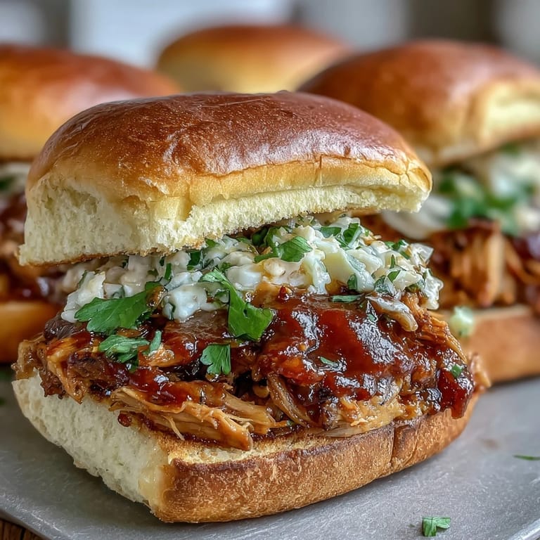 Tangy, smoky BBQ Pulled Jackfruit Sandwiches served hot on toasted buns.