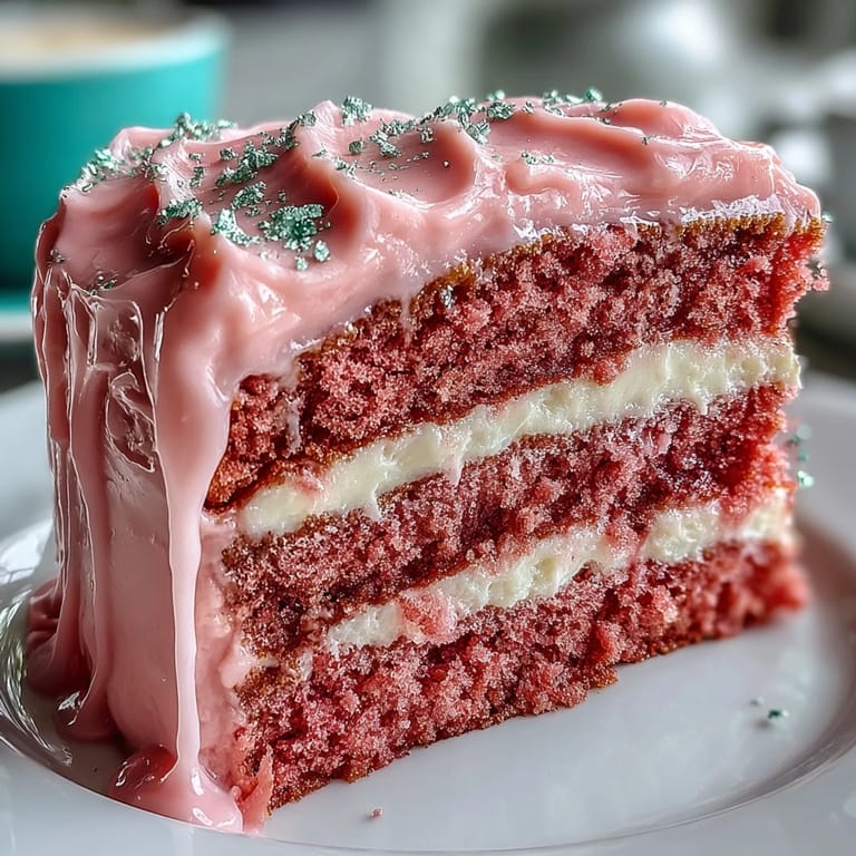 Stunning Bridal Shower Rosé Velvet Cake, ready for celebration, adorned with shimmering gold.