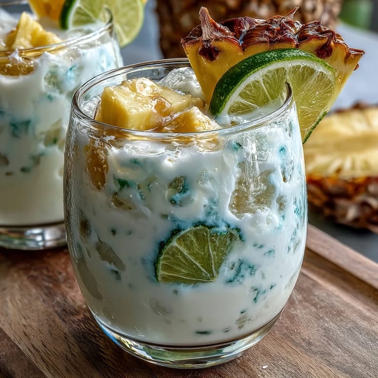 Enjoy this luscious Pineapple Coconut Agua Fresca over ice.