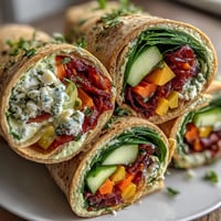 Colorful veggie wraps packed with crisp bell peppers, carrots, and cabbage for a healthy, on-the-go lunch.
