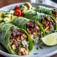 Healthy Easy 15-Minute Turkey Taco Lettuce Wraps with colorful bell peppers and tomatoes in crisp lettuce cups, garnished with fresh cilantro and lime wedges.