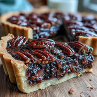 Kentucky Derby Chocolate Bourbon Pecan Tart with a golden crust, rich chocolate filling, and toasted pecans in every slice.